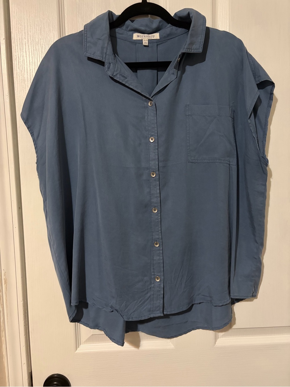 Etcetera Blue Button-Front Short Sleeve Shirt